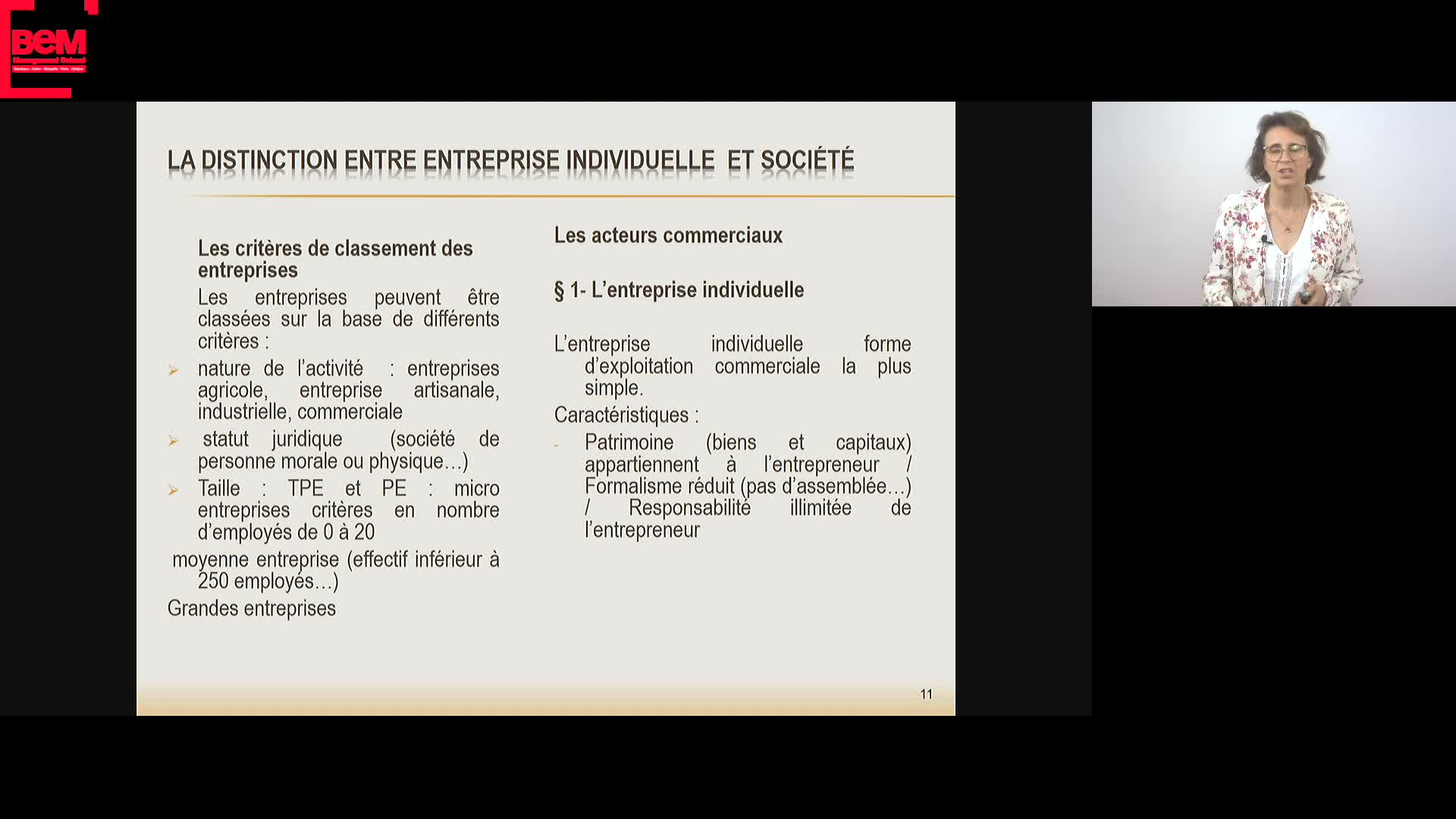 Presentation de la S1 Droit des sociétés