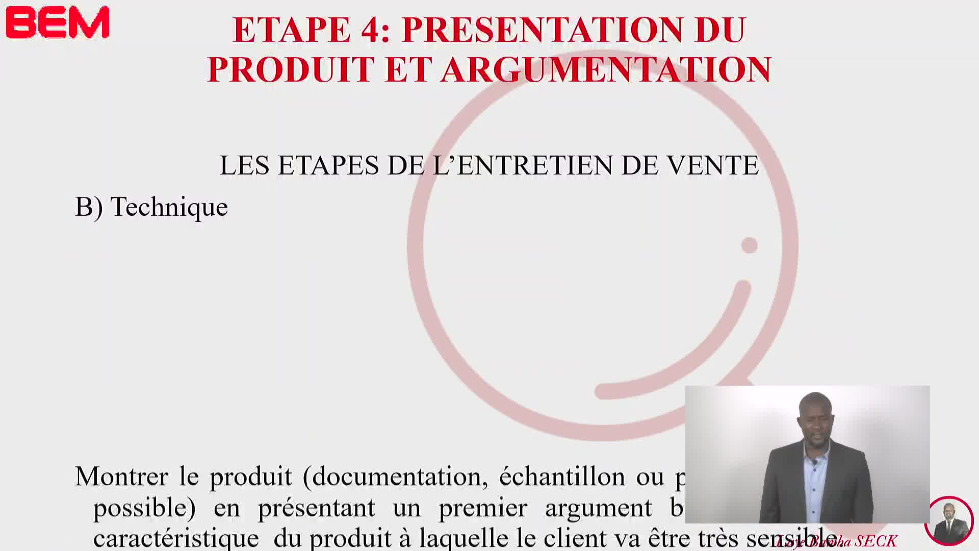 S2 A2 Présentation du produit et argumentation M SECK