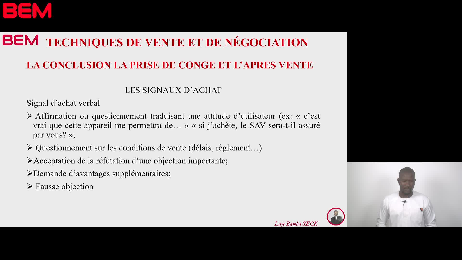 S3 A2 Conclusion de la vente M SECK