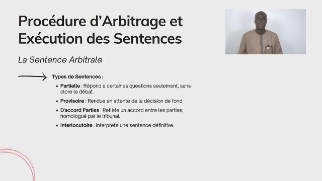S3A3 Procédure d’Arbitrage et Exécution des Senten