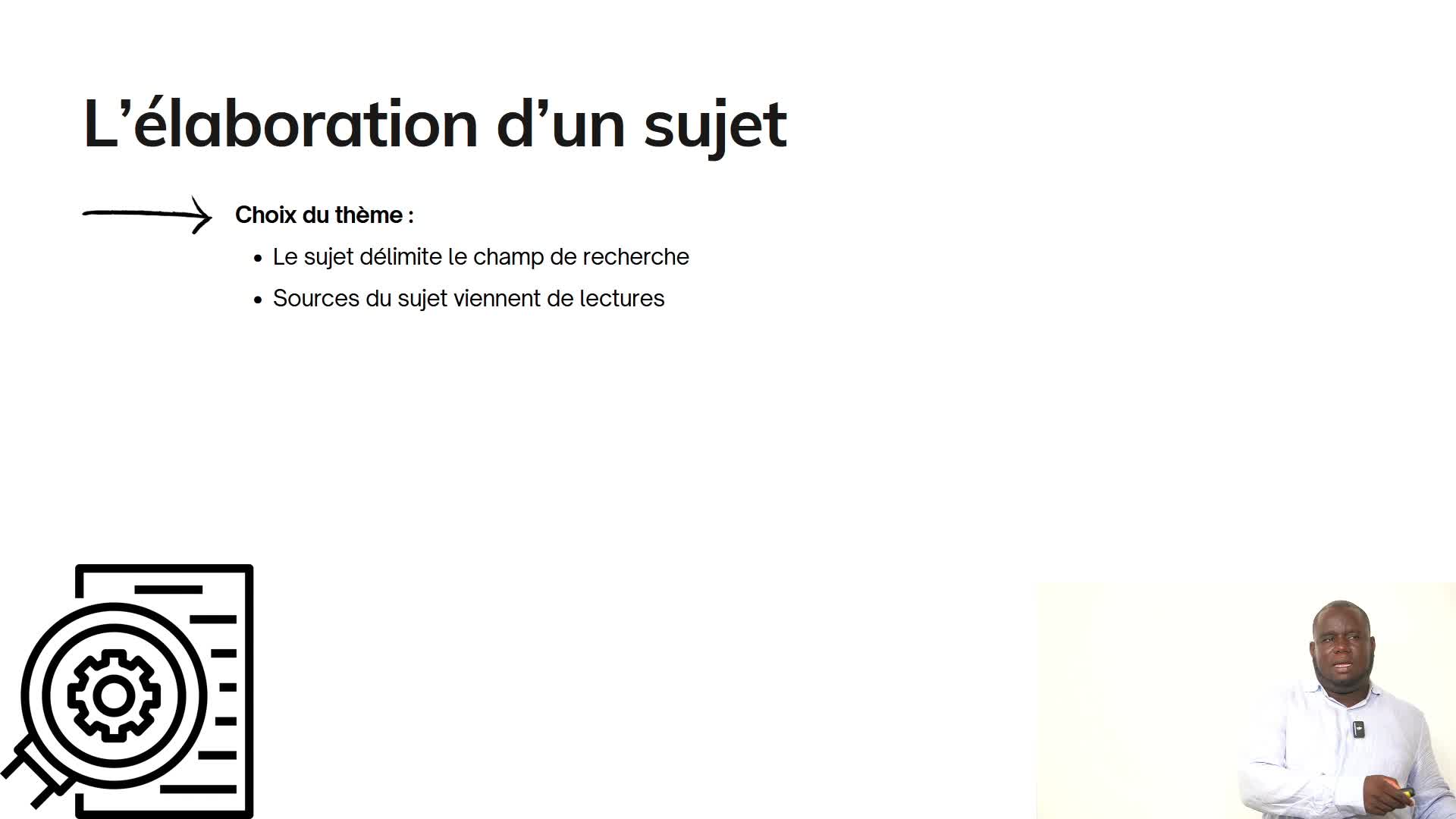 MR S1A4 L’élaboration d'un sujet