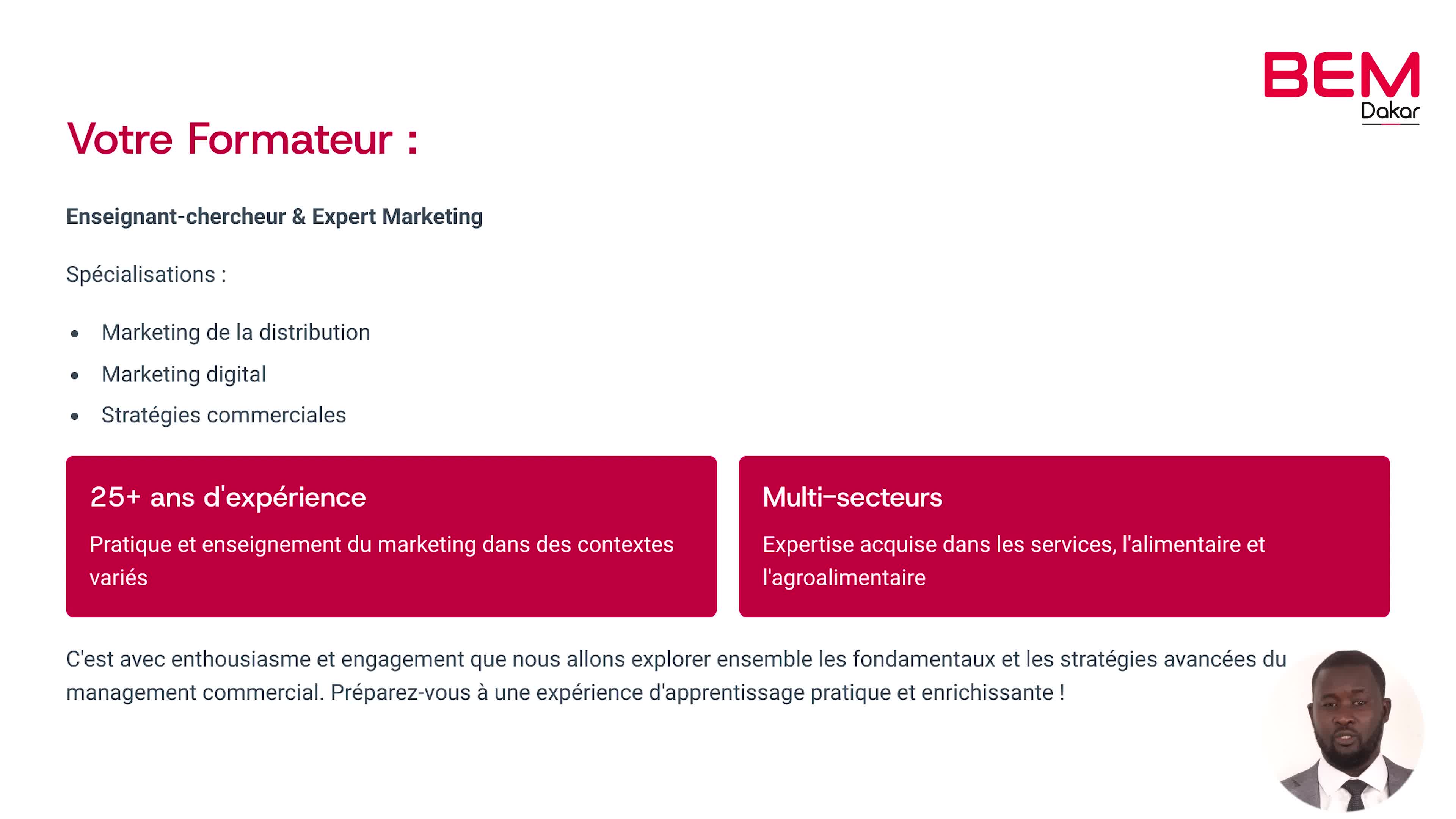 Management commercial: Présentation du prof