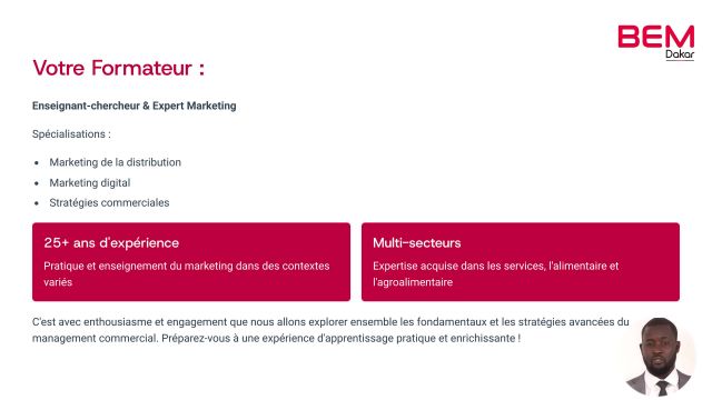 Management commercial: Présentation du prof